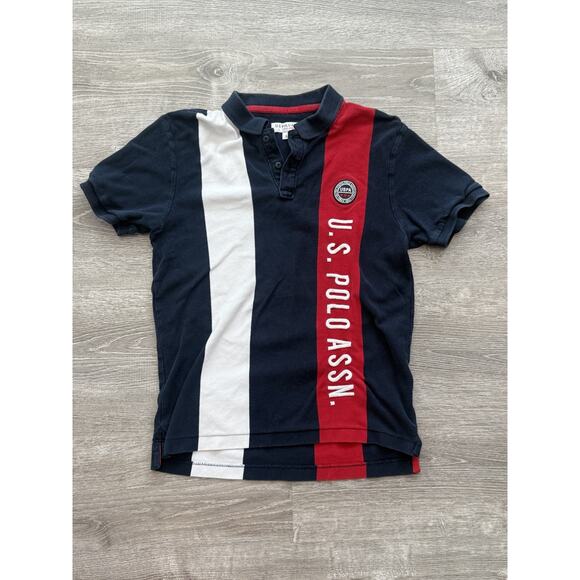 US Polo Assn Men's Polo Shirt Large Red White Blue - Picture 1 of 5